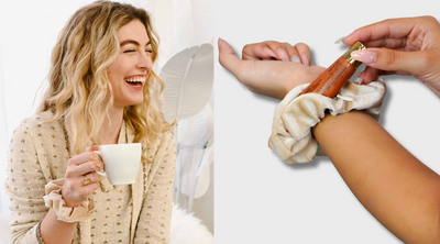 Upgrade Your Festival Look with Cream Velvet Zipper Pocket Hair Scrunchie!