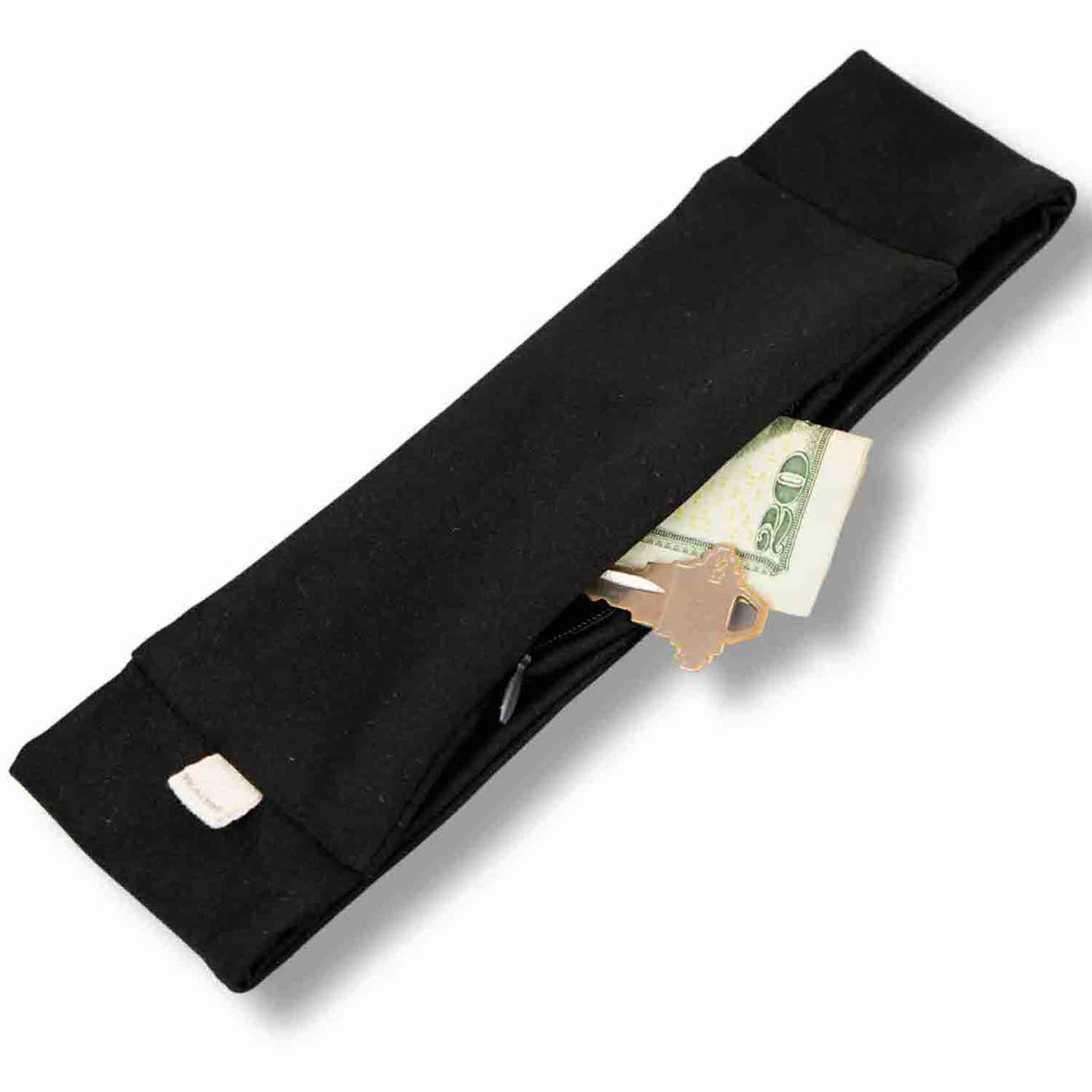 Black Athletic Zipper Pocket Headband - Smunchys