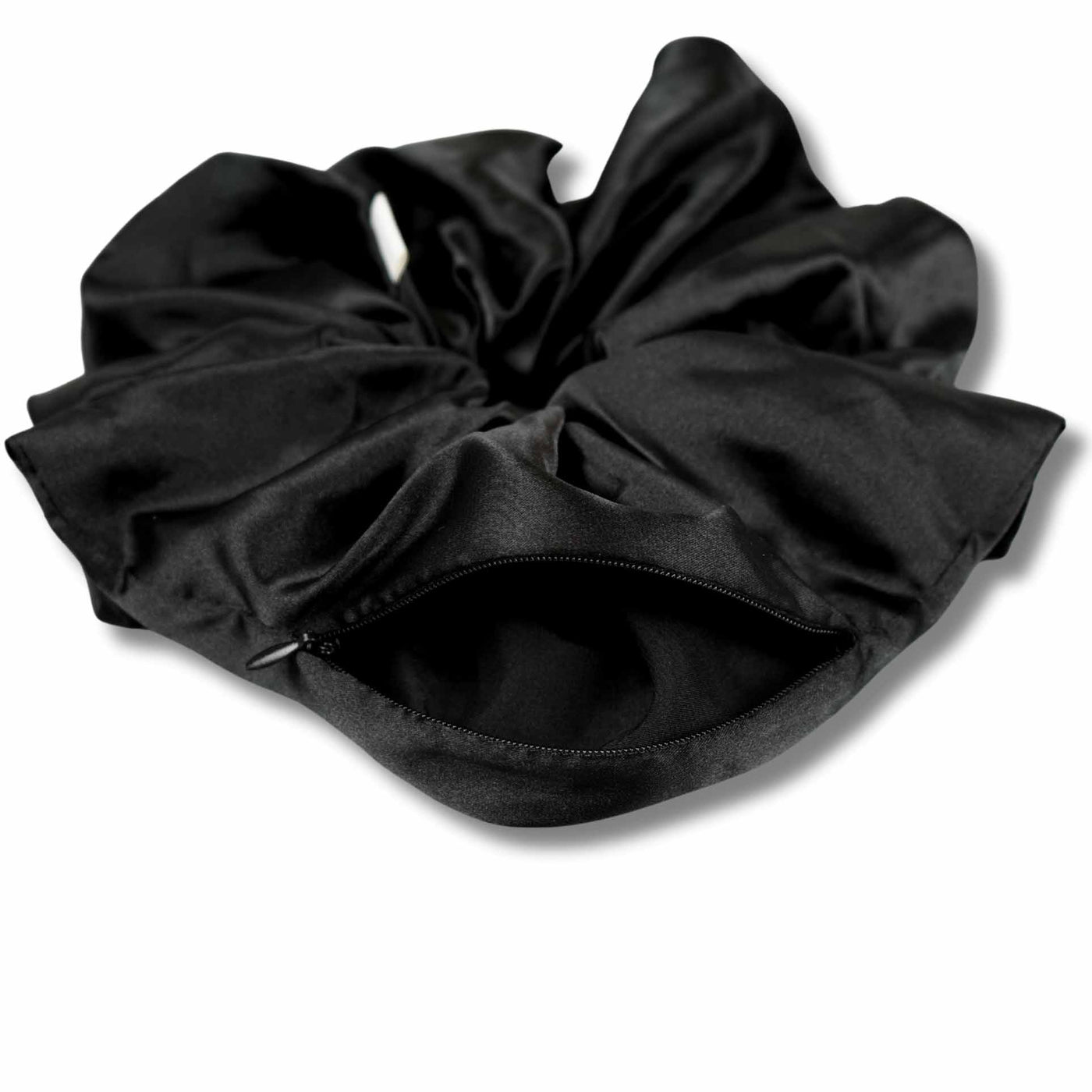 Satin Black Jumbo Pocket Scrunchie - Smunchys