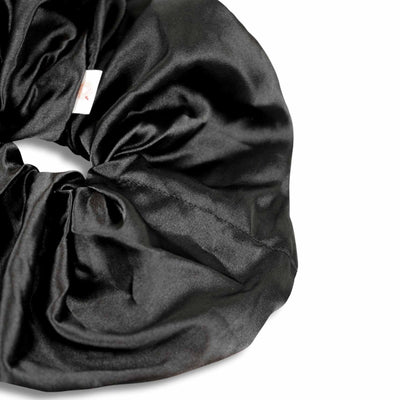 Satin Black Jumbo Pocket Scrunchie - Smunchys