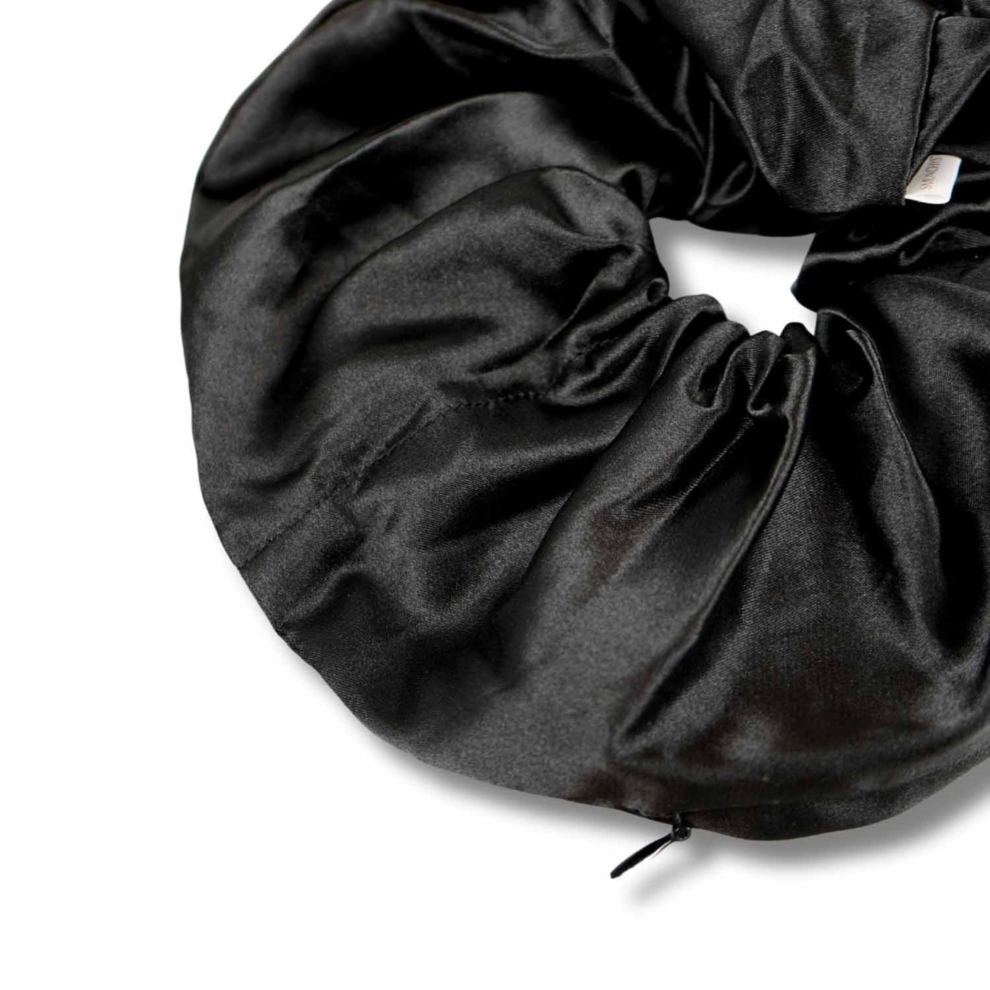 Satin Black Jumbo Pocket Scrunchie - Smunchys