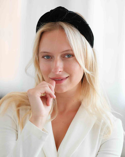 Black Hard Knot Zipper Pocket Headband - Smunchys