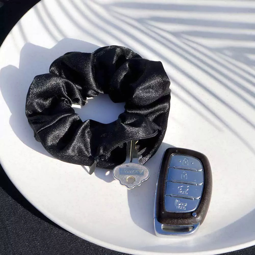 Satin Hidden Zipper Pocket Scrunchies