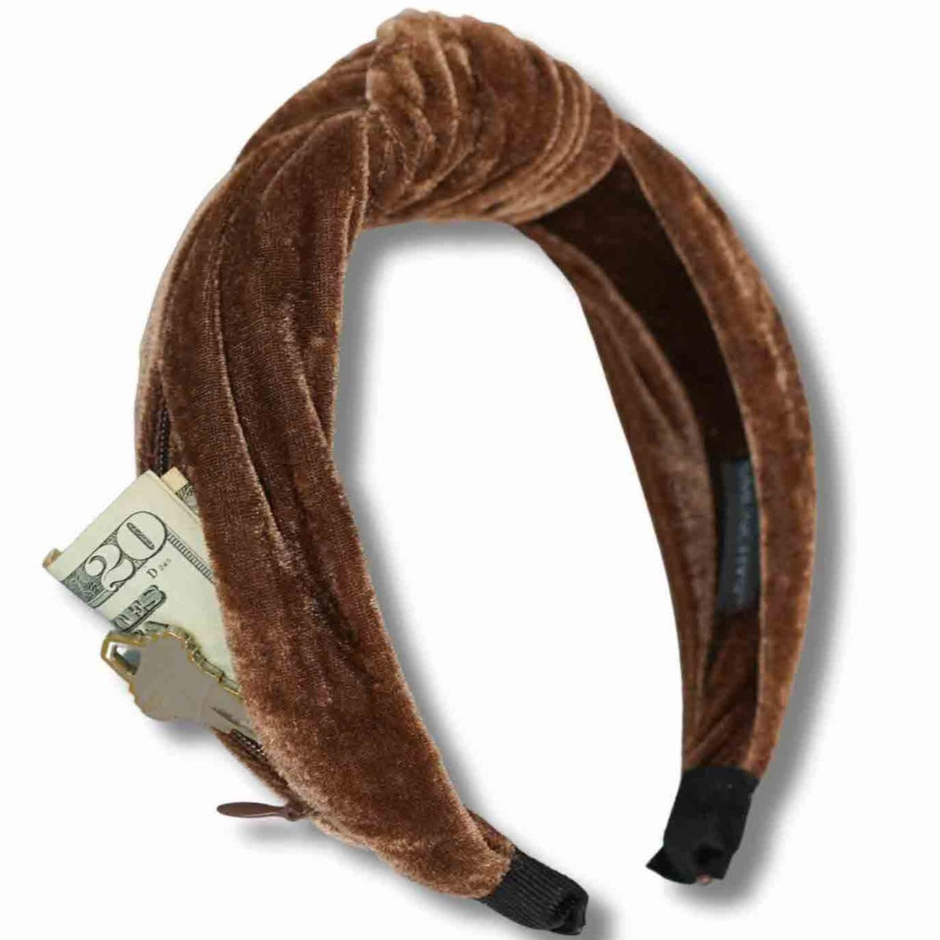 Hard Knot Zipper Pocket Headband
