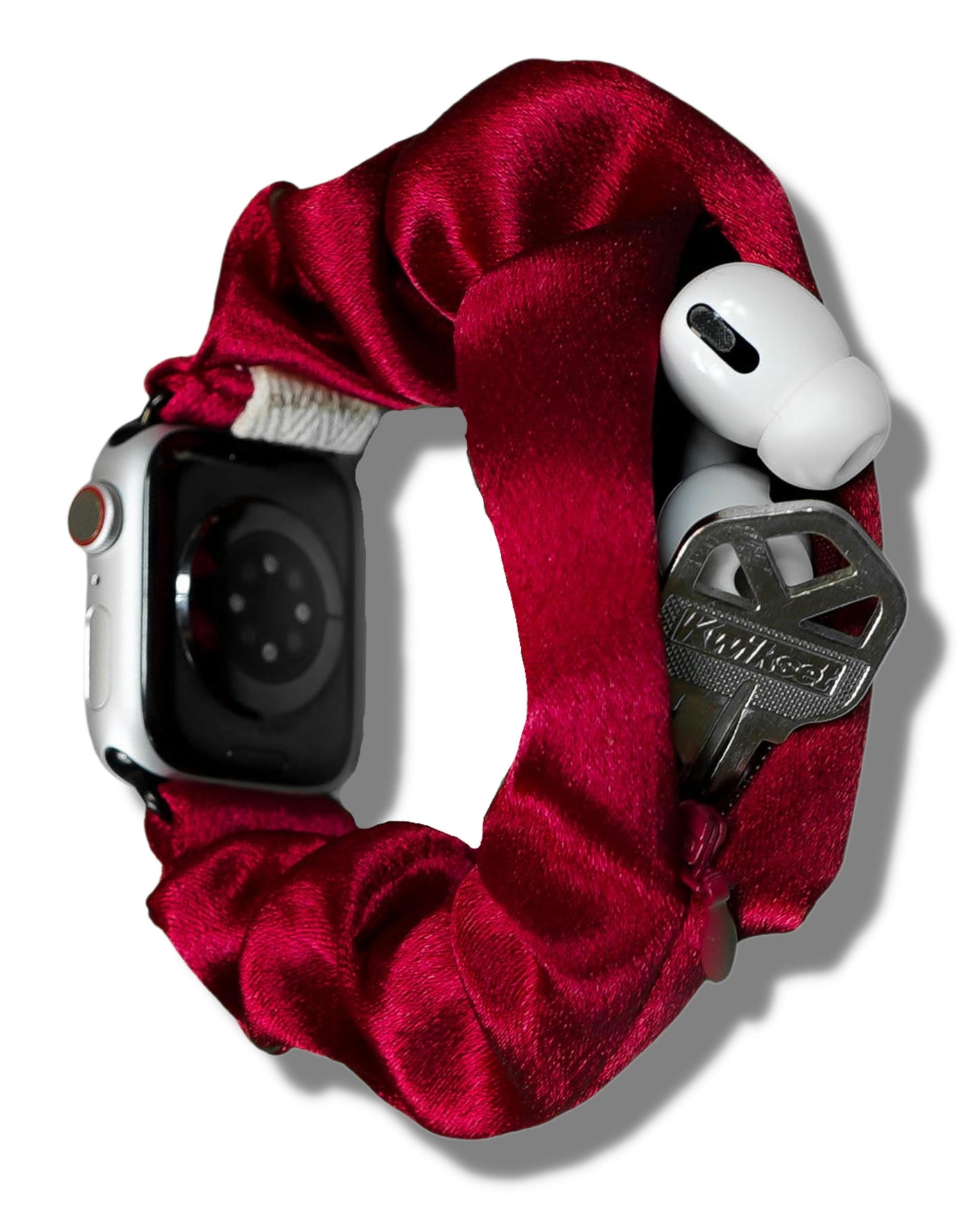 Satin Red Zipper Pocket Apple Watch Band