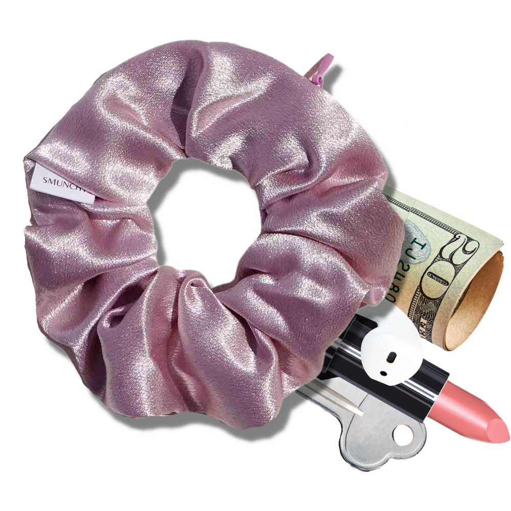 Satin Light Pink Zipper Scrunchie