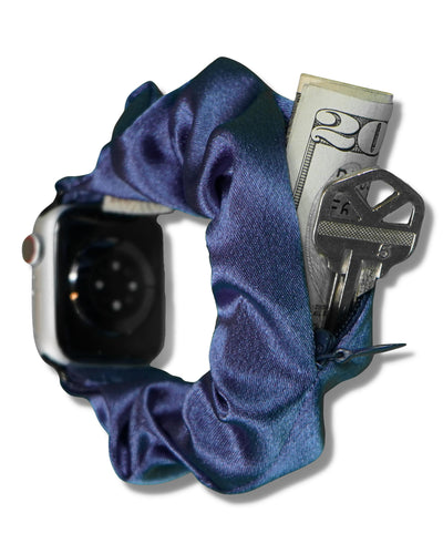 Satin Indigo Zipper Pocket Apple Watch Band