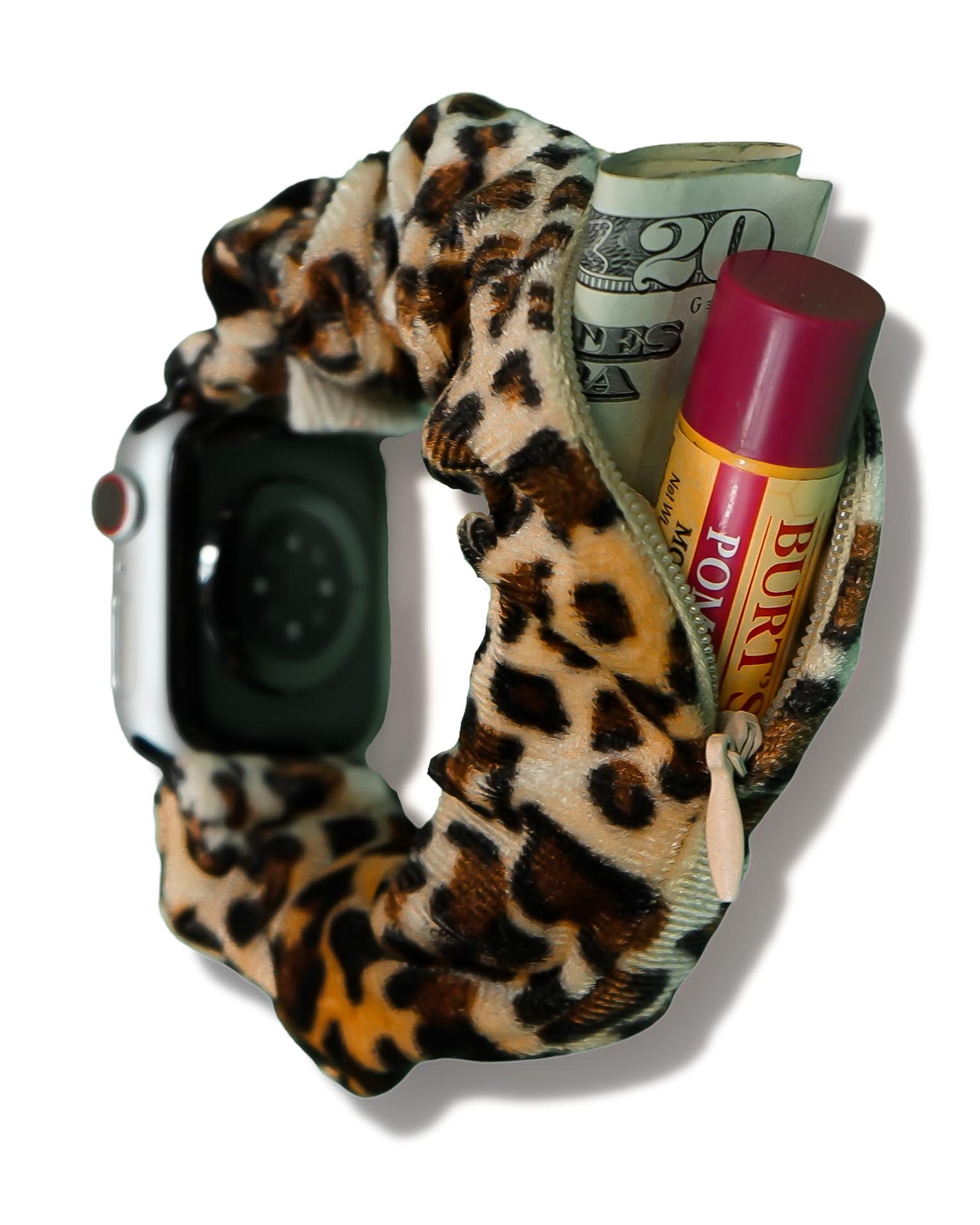 Velvet Leopard Zipper Pocket Apple Watch Band