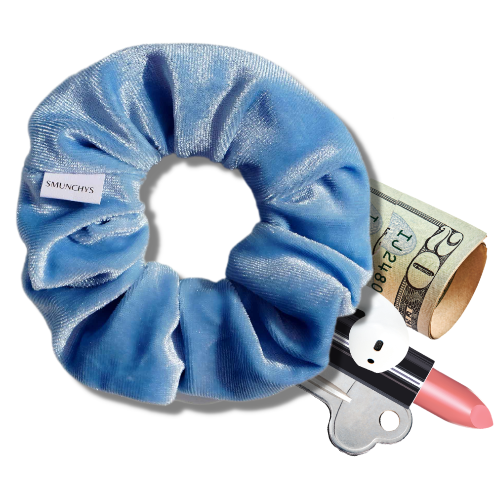 Light Blue Zipper Scrunchie