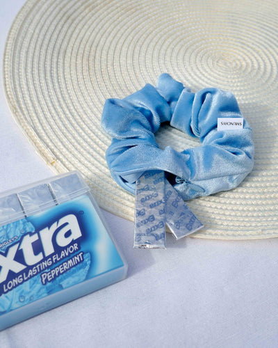 Light Blue Zipper Scrunchie - Smunchys