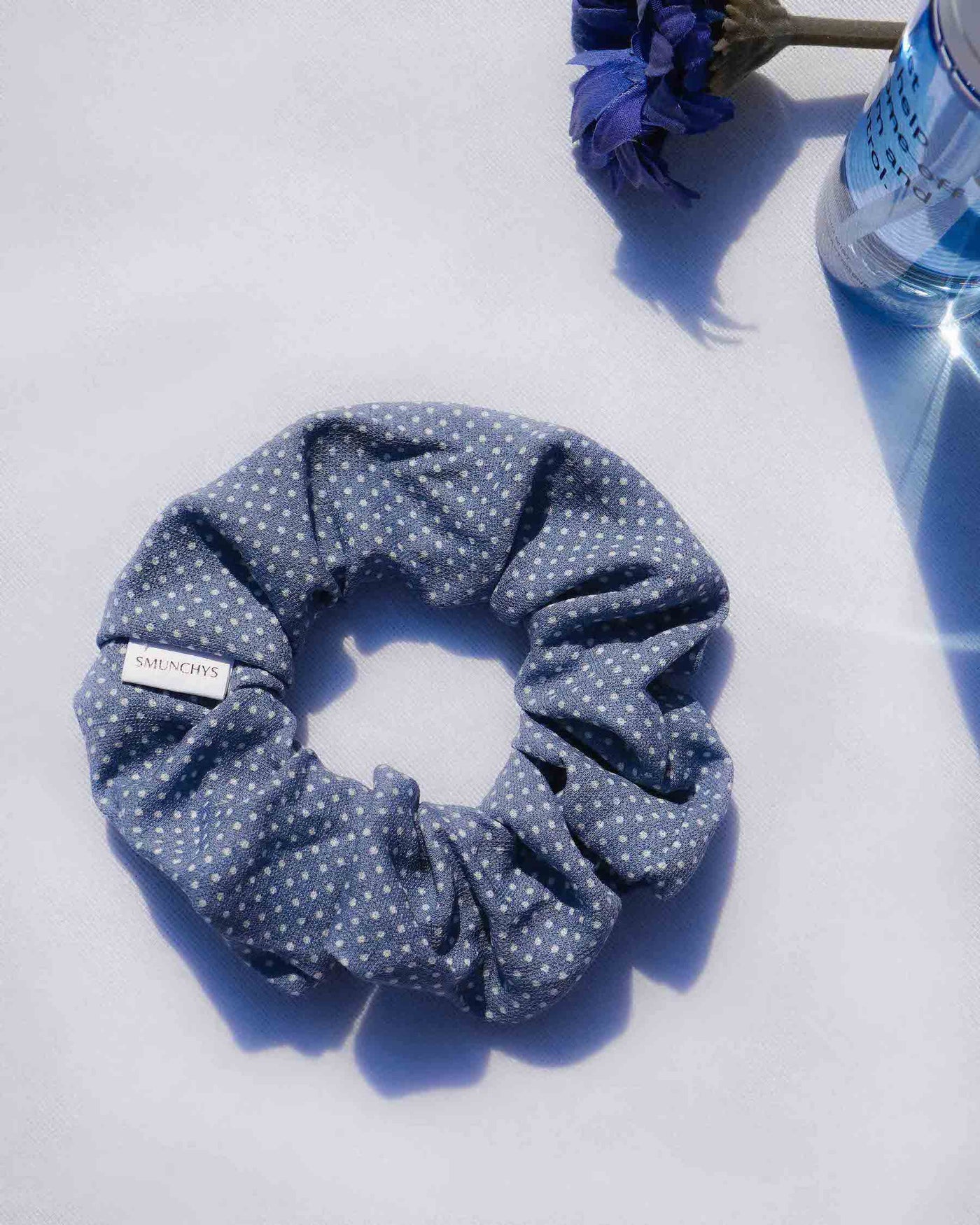 Blue Polka Dot Zipper Scrunchie - Smunchys