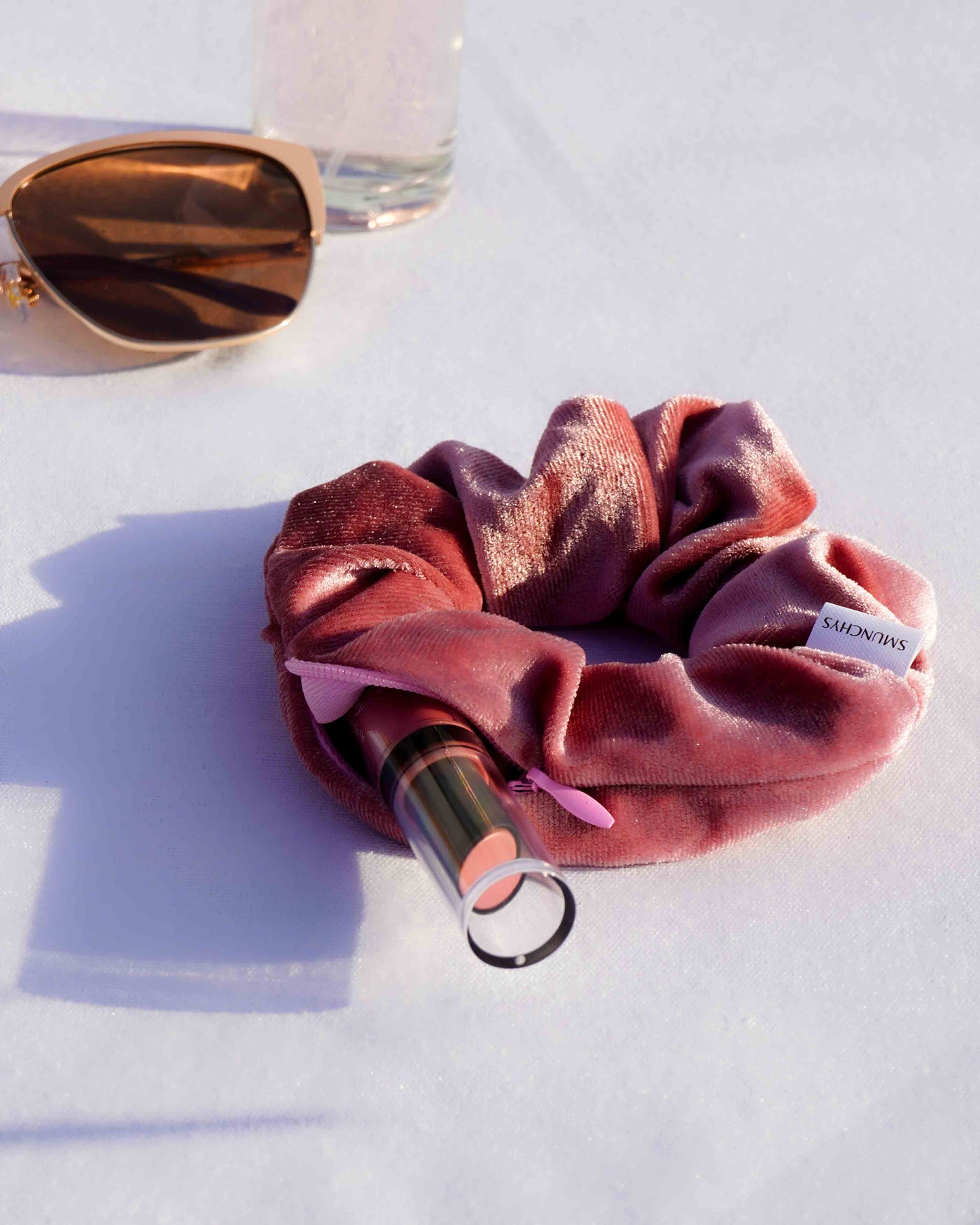 Dreamy Pink Zipper Pocket Scrunchie - Smunchys