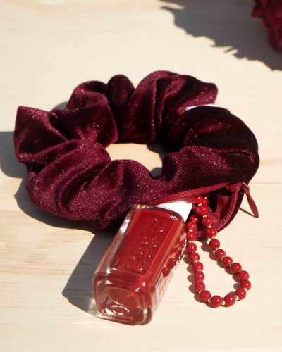 Burgundy Zipper Scrunchie - Smunchys