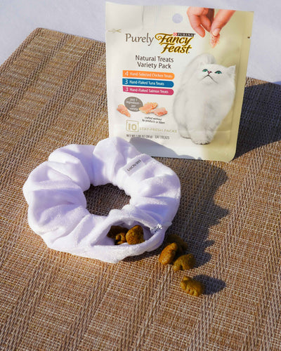 Milky White Zipper Scrunchie - Smunchys