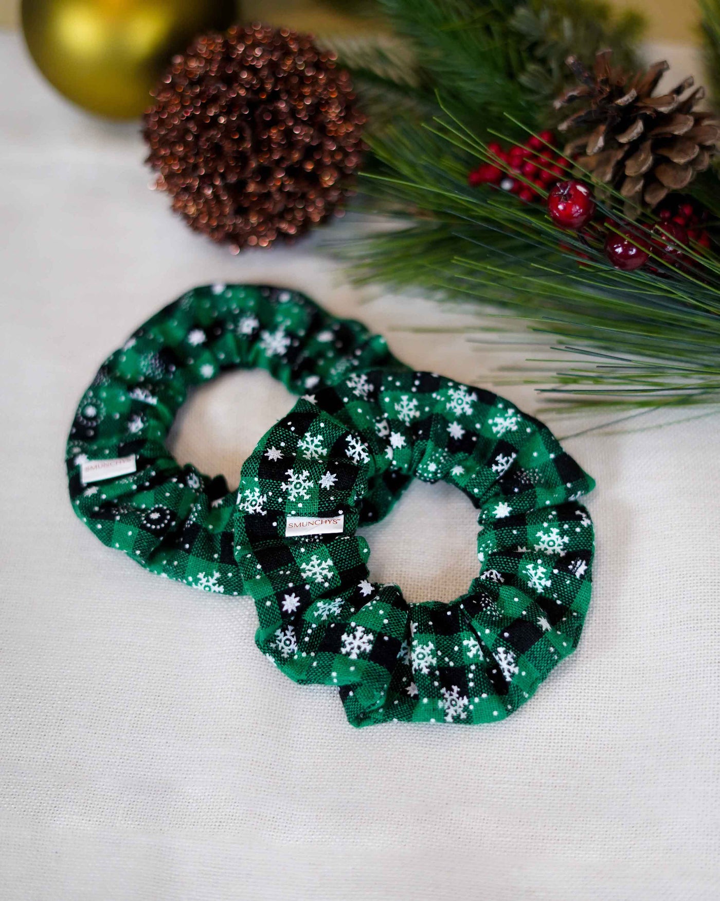 Holiday Green with Snowflakes