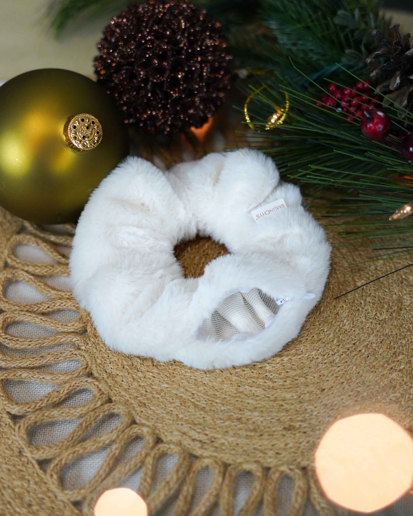 Holiday White Faux Fur - Smunchys