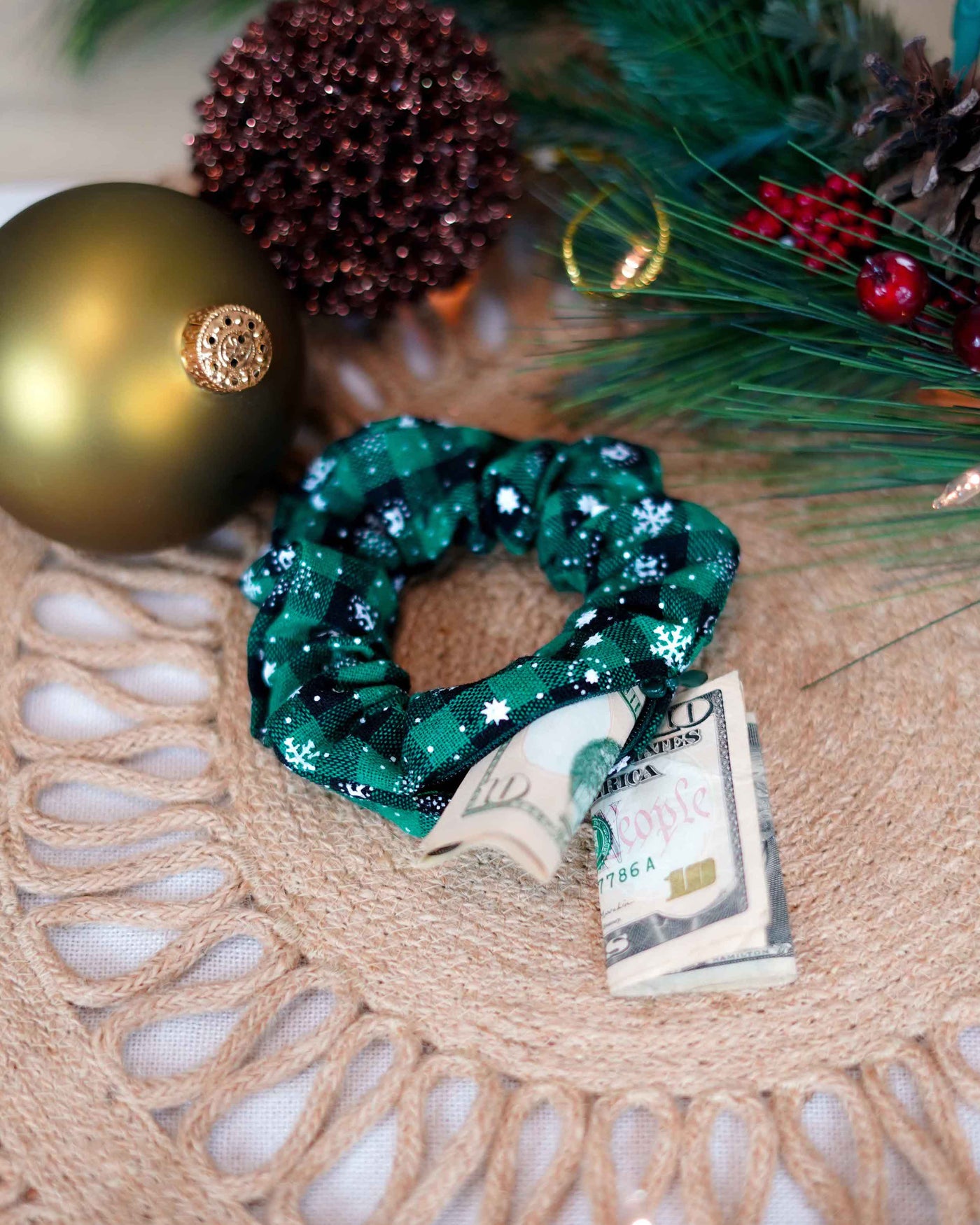 Holiday Green with Snowflakes